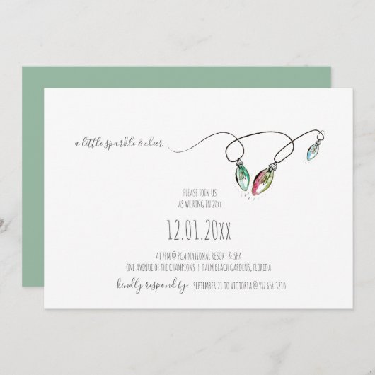 クリスマスライツホリデーパーティー招待状 ノートカード (正面/裏面)