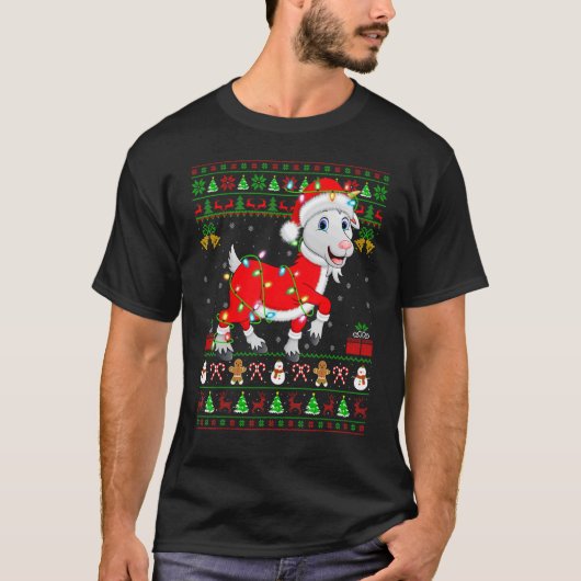 クリスマスライツ醜いセータースタイルサンタヤートクリスマ Tシャツ (正面)