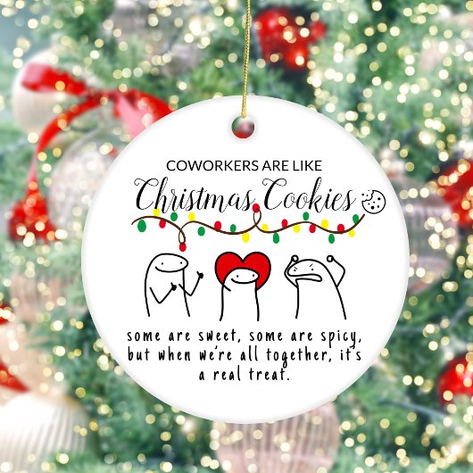 クリスマスライトおもしろいコワーカーミームアートホワイト セラミックオーナメント