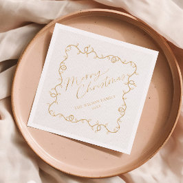 クリスマスライトおもしろいパーソナライズされたホリデイ 箔ナプキン