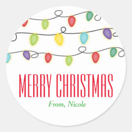 クリスマスライトおもしろいホリデーパーティー好意ステッカー ラウンドシール