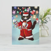クリスマスライトかわいいタキシード猫 カード (スタンド正面)