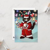 クリスマスライトかわいいタキシード猫 カード (正面/裏面インサイチュ)
