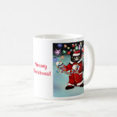 クリスマスライトかわいいタキシード猫 コーヒーマグカップ (正面右)