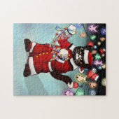 クリスマスライトかわいいタキシード猫 ジグソーパズル (横)