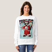 クリスマスライトがかわいいタキシード猫 スウェットシャツ (正面フル)