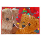 クリスマスライトが付いた2つのテディベア ラージペーパーバッグ (裏面)
