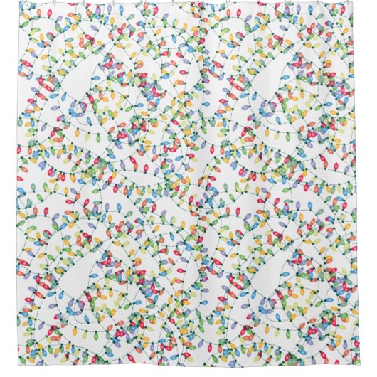 クリスマスライトが絡まった シャワーカーテン (正面)