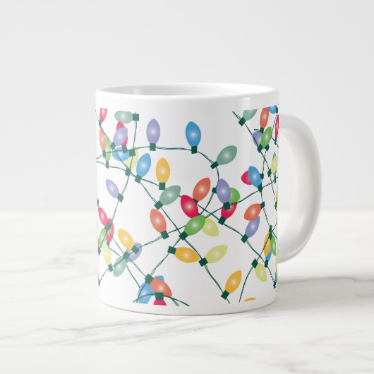 クリスマスライトが絡まった ジャンボコーヒーマグカップ (正面右)