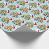 クリスマスライトが絡み合ったテディベア ラッピングペーパー (角)