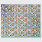 クリスマスライトが絡み合ったテディベア ラッピングペーパー (フラット)