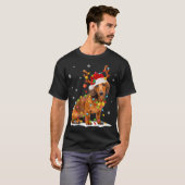 クリスマスライトが飾られたクリスマスかわいいダッシュンド Tシャツ (正面フル)