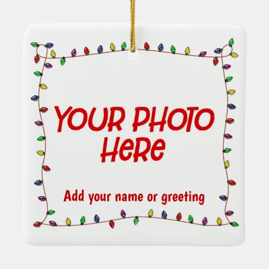 クリスマスライトでカスタマイズ可能な写真 セラミックオーナメント (裏面)