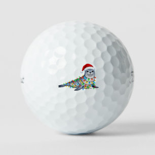 クリスマスライトで飾られたアザラシ ゴルフボール