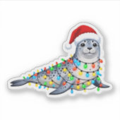 クリスマスライトで飾られたアザラシ シール (正面)