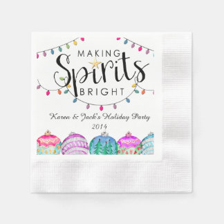 クリスマスライトとオーナメントカクテルナプキン 縁ありカクテルナプキン