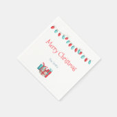 クリスマスライトとプレゼント パーソナライズされた スタンダードカクテルナプキン (角)