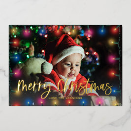 クリスマスライトと写真 箔招待状