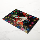 クリスマスライトと写真 箔招待状 (回転した状態)