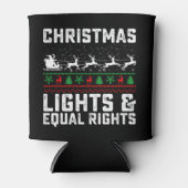 クリスマスライトと平等な権利フェミニスト 缶クーラー (正面)