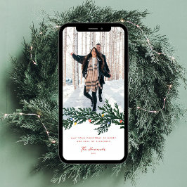クリスマスライトと緑の写真 シーズンカード