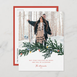 クリスマスライトと緑の写真 シーズンポストカード