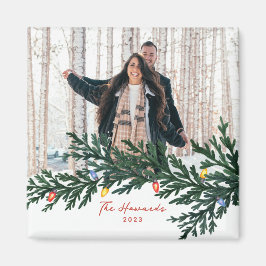 クリスマスライトと緑の写真 マグネット