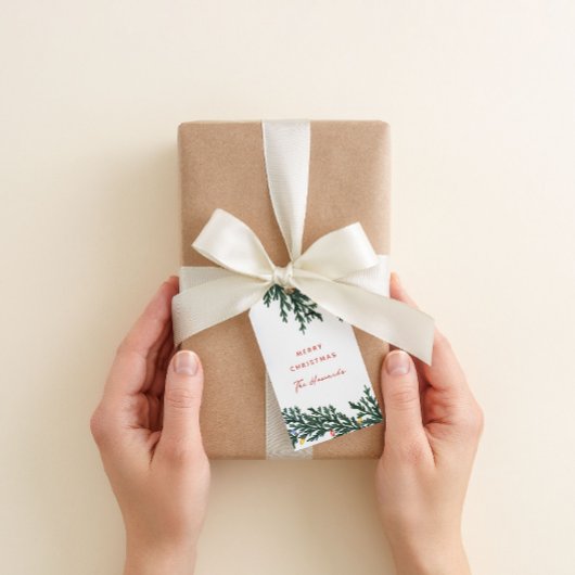 クリスマスライトと緑 ギフトタグ