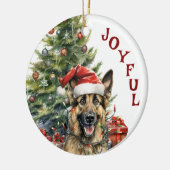 クリスマスライトに包まれた輝くドイツの羊飼い犬 セラミックオーナメント (左)