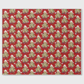 クリスマスライトに登場するテディベア ラッピングペーパー (フラット)