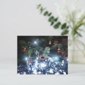 クリスマスライトに絡まったコーン小妖精や小人 – クリスマス ポストカード (スタンド正面)