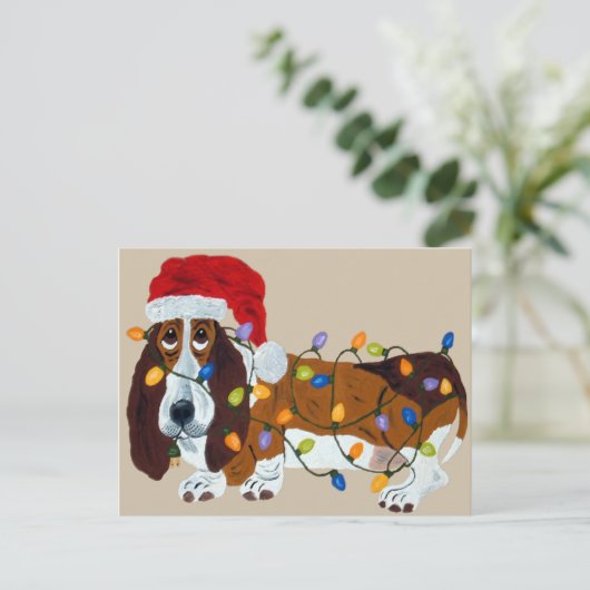 クリスマスライトに絡まったバスセット シーズンポストカード (スタンド正面)