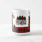 クリスマスライトに絡むかわいい黒猫 コーヒーマグカップ (中央)