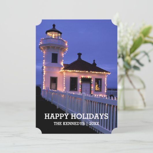 クリスマスライトのある夜の灯台 シーズンカード (スタンド正面)