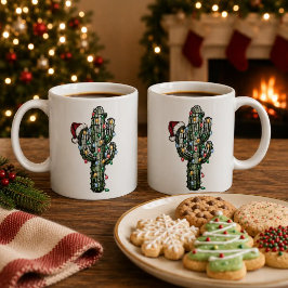 クリスマスライトのサボテン コーヒーマグカップ