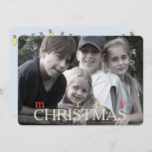 クリスマスライトの列の両面フォトカード シーズンカード (正面/裏面)