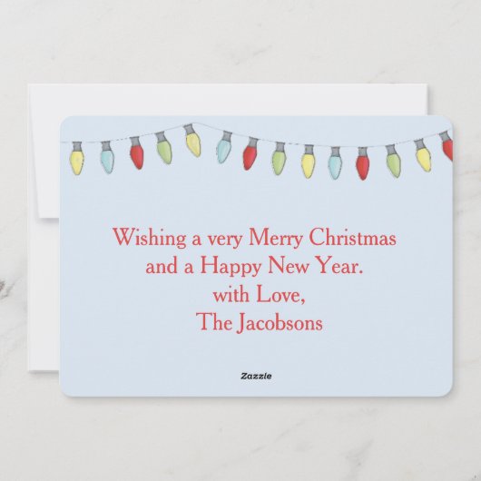 クリスマスライトの列の両面フォトカード シーズンカード (裏面)