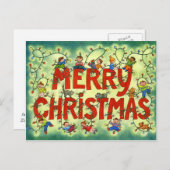 クリスマスライトの子供 – クリスマスポストカード (正面/裏面)