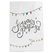 クリスマスライトの季節の挨拶 ミディアムペーパーバッグ (裏面)