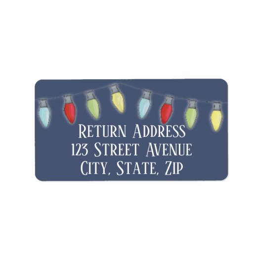 クリスマスライトの文字列の休日の郵送ラベル ラベル (正面)