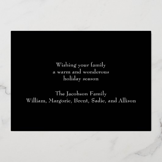 クリスマスライトの水色の文字列が巻き付き 箔シーズンカード (裏面)