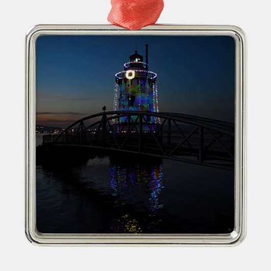 クリスマスライトの灯台 メタルオーナメント (正面)