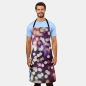 クリスマスライトの背景。休日グラ白熱［赤熱］光を放つフィ エプロン (着用した状態)