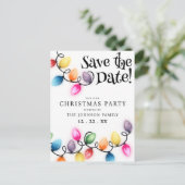 クリスマスライトは日付の休日パーティーを保存 ポストカード (スタンド正面)