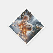 クリスマスライトもつれたハバナの犬 スタンダードカクテルナプキン (角)