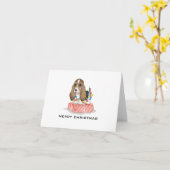 クリスマスライトを使ったかわいい子犬 カード (黄色い花)