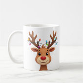 クリスマスライトを使ったトナカイ コーヒーマグカップ (左)