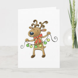 クリスマスライトを使ったトナカイ シーズンカード