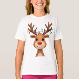 クリスマスライトを使ったトナカイ Tシャツ