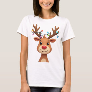 クリスマスライトを使ったトナカイ Tシャツ
